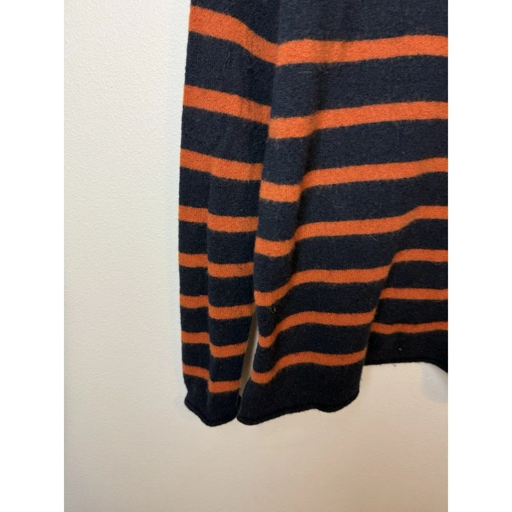 MADEWELL Navy Blue Orange Striped Merino Wool Alpaca Blend Mock Neck‎ Sweater M
